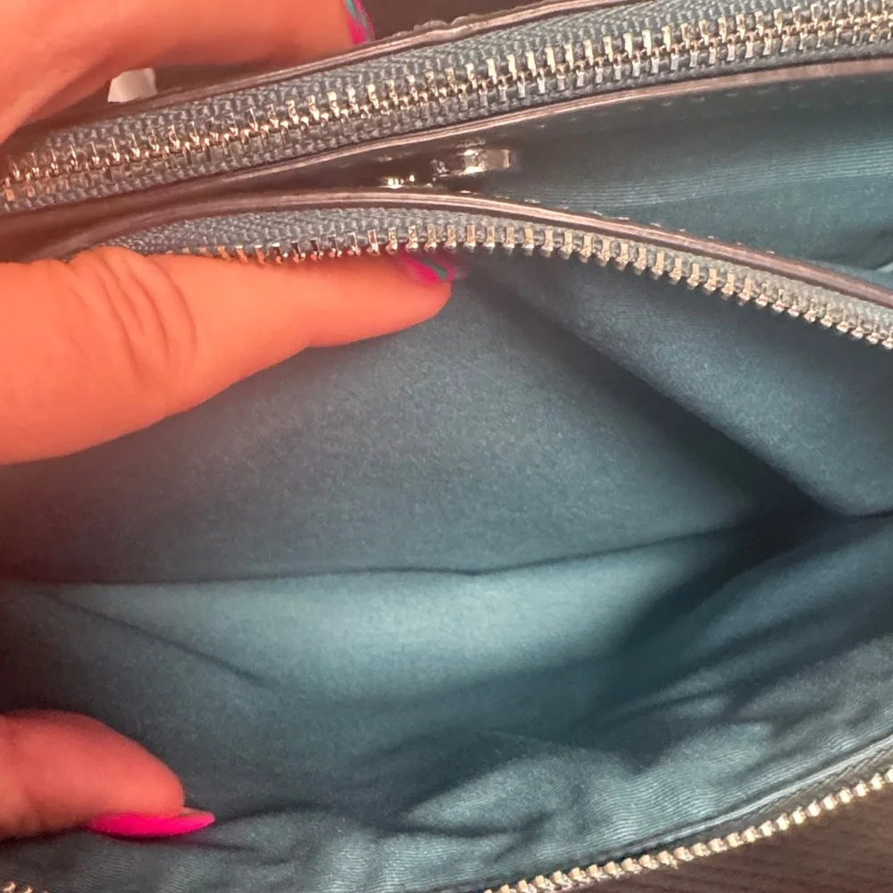 Coach Teal Leather Tote Bag - Picture 9 of 14
